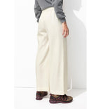 Pantalón Ancho De Mezcla De Lino - Liso Natural Claro