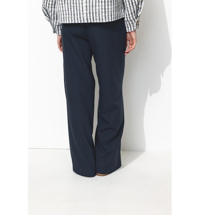 Pantalones anchos de talle alto - Azul oscuro liso