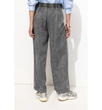Pantalon Large Taille Haute - Gris Uni Fonce