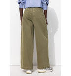 High Waisted Wide Leg Pants - Plain Dark Khaki