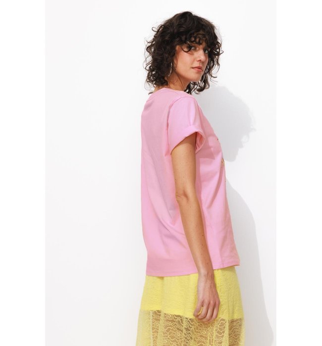 Camiseta Mujer Mensaje Estampado Rosa