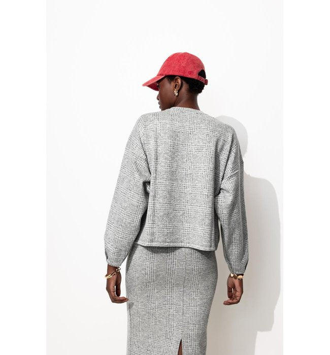 Oversized Checkered Sweatshirt - Black Checked