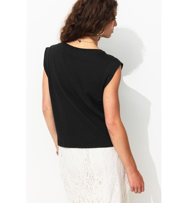 Camiseta Acanalada Sin Mangas - Liso Negro Oscuro