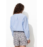 Women's Embroidered Striped Tunic - Striped Blue