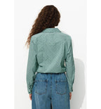 Chemise en Popeline Unie - Vert Raye