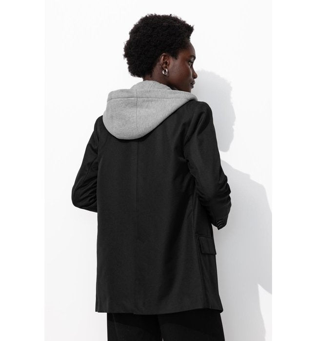 Hooded Suit Jacket - Plain Dark Black