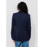 Chaqueta de traje de canalé - Azul oscuro liso