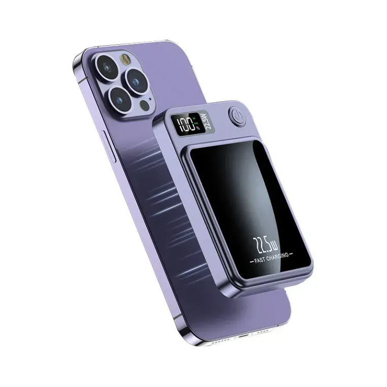 Power Bank 10000 Mah Avec Ecran Led Magsafe - Violet