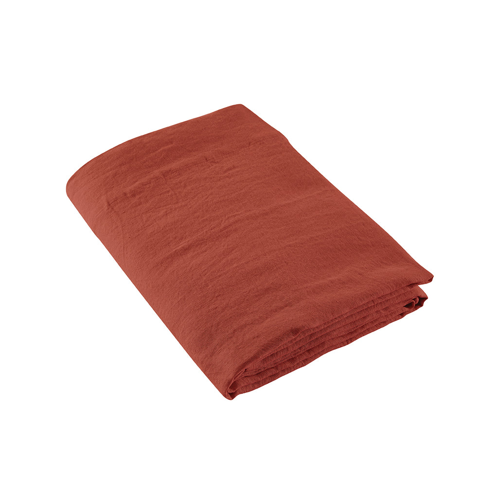Lino Lavado - Sábana Encimera - Terracotta