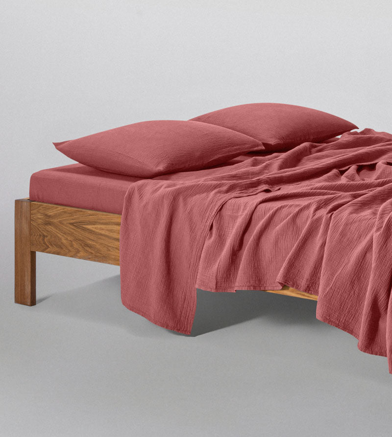Flat Sheet - In Cotton Gauze 185G/M² - Brick Pink