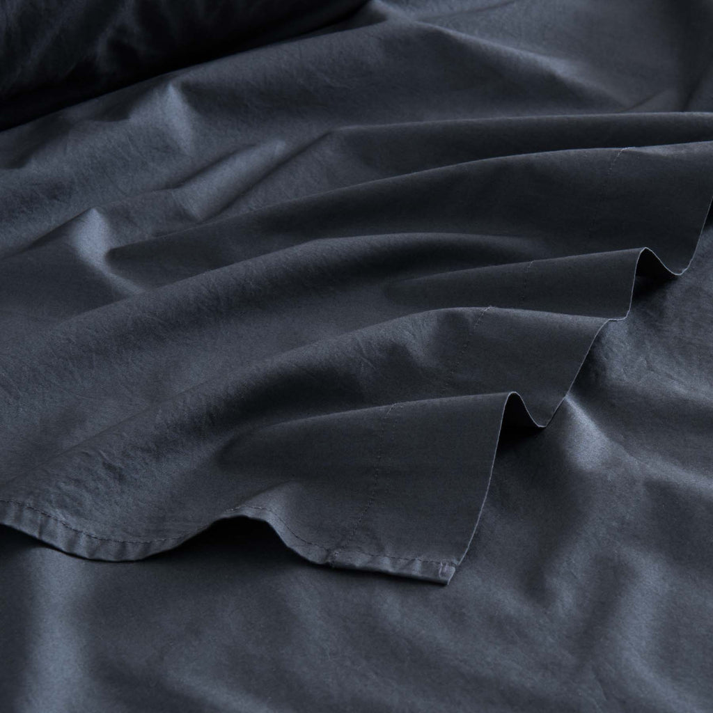 Flat Sheet - In 300 Thread Count Washed Cotton Percale - Graphite Gray