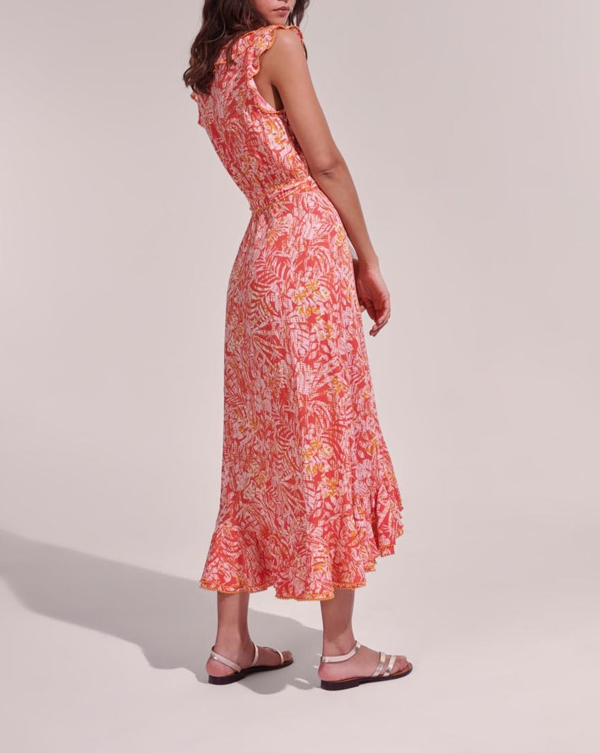 Vestido midi Aude - Naranja tropical - Mujer