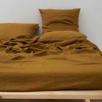Most high-end French mocha brown washed linen flat sheet