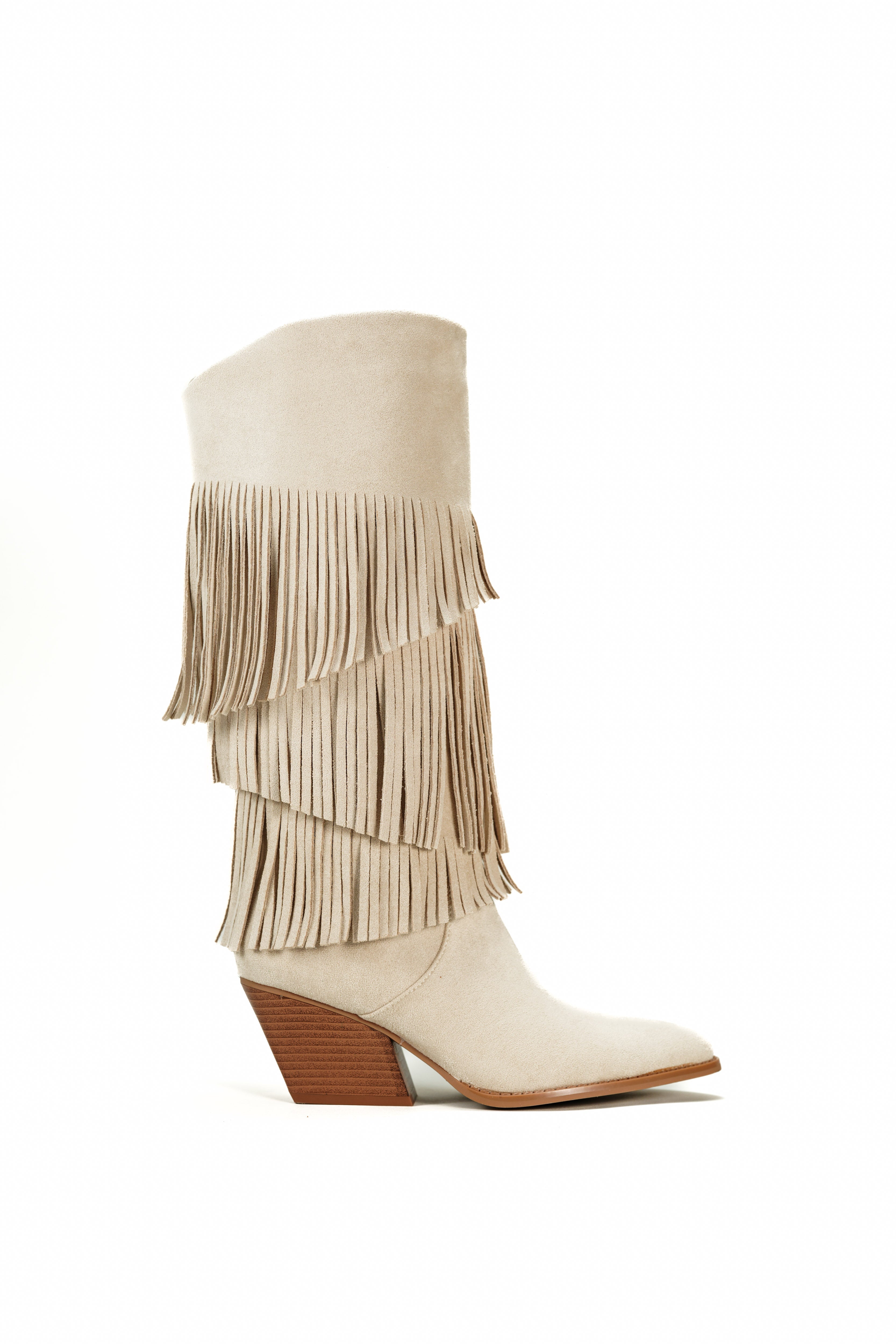 Sierra Fringed Boots - Beige