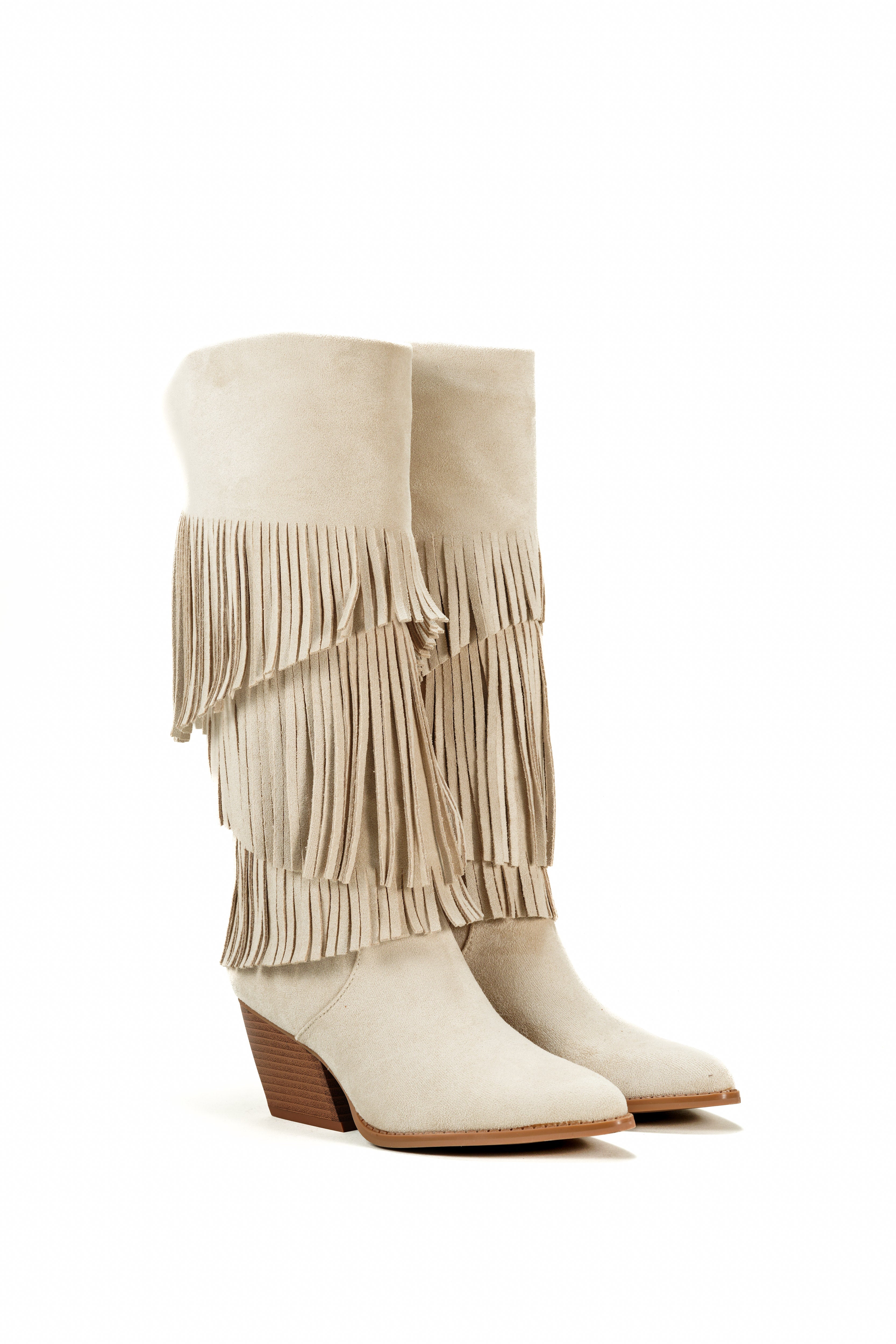 Sierra Fringed Boots - Beige