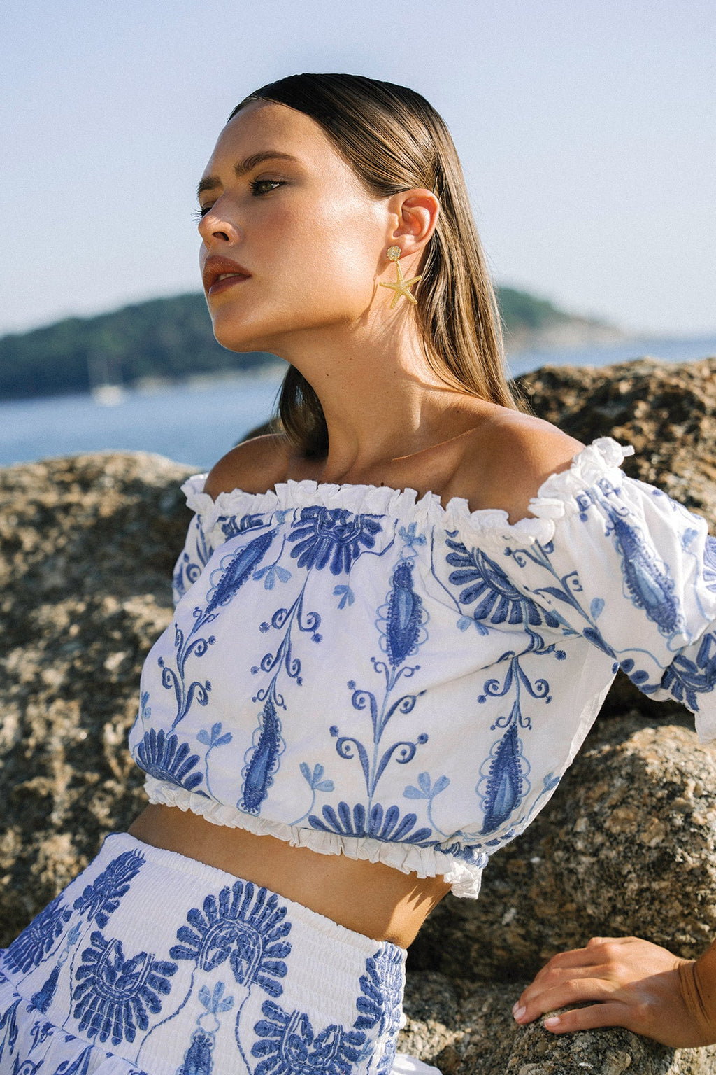 Top Jenna - Bordados Azul