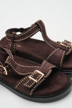Sandales Cloutées Naomi - Chocolat