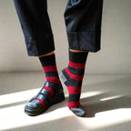 Socken Aus Merinowolle Mit Streifen - Schwarz Und Rot