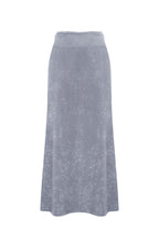 Falda midi de terciopelo con cristales - gris