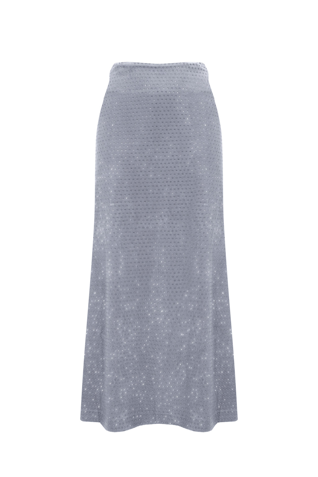 Falda midi de terciopelo con cristales - gris