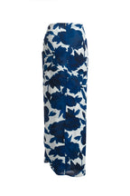 Falda larga de crepé estampado - Azul
