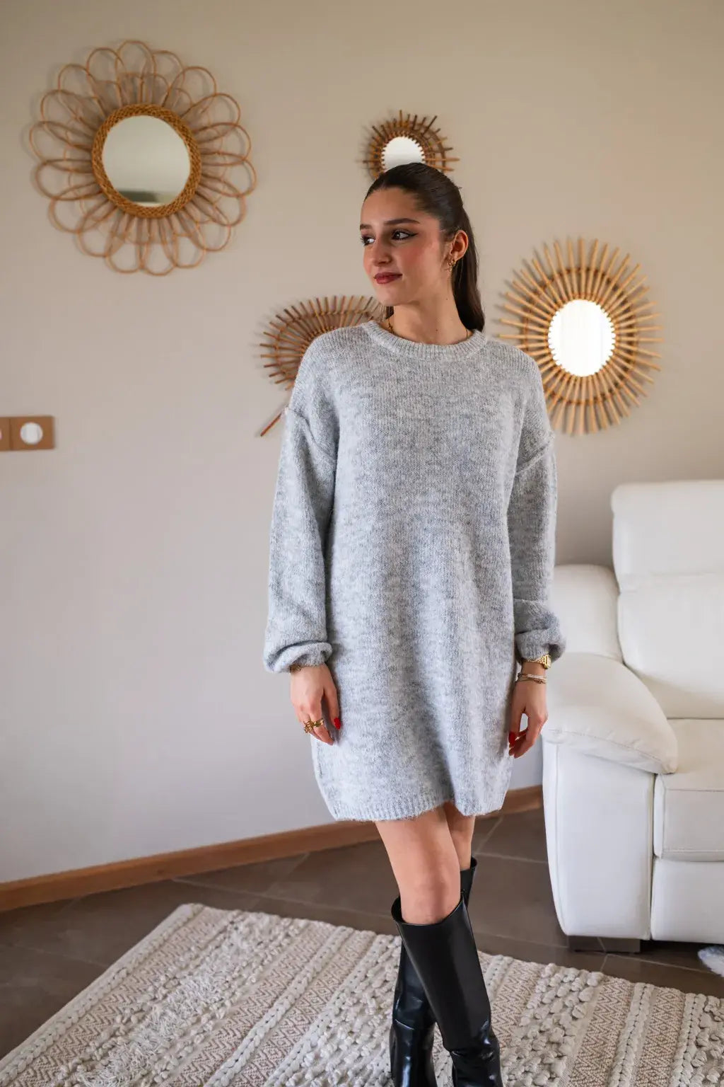 Strickkleid Rachelle – Hellgrau
