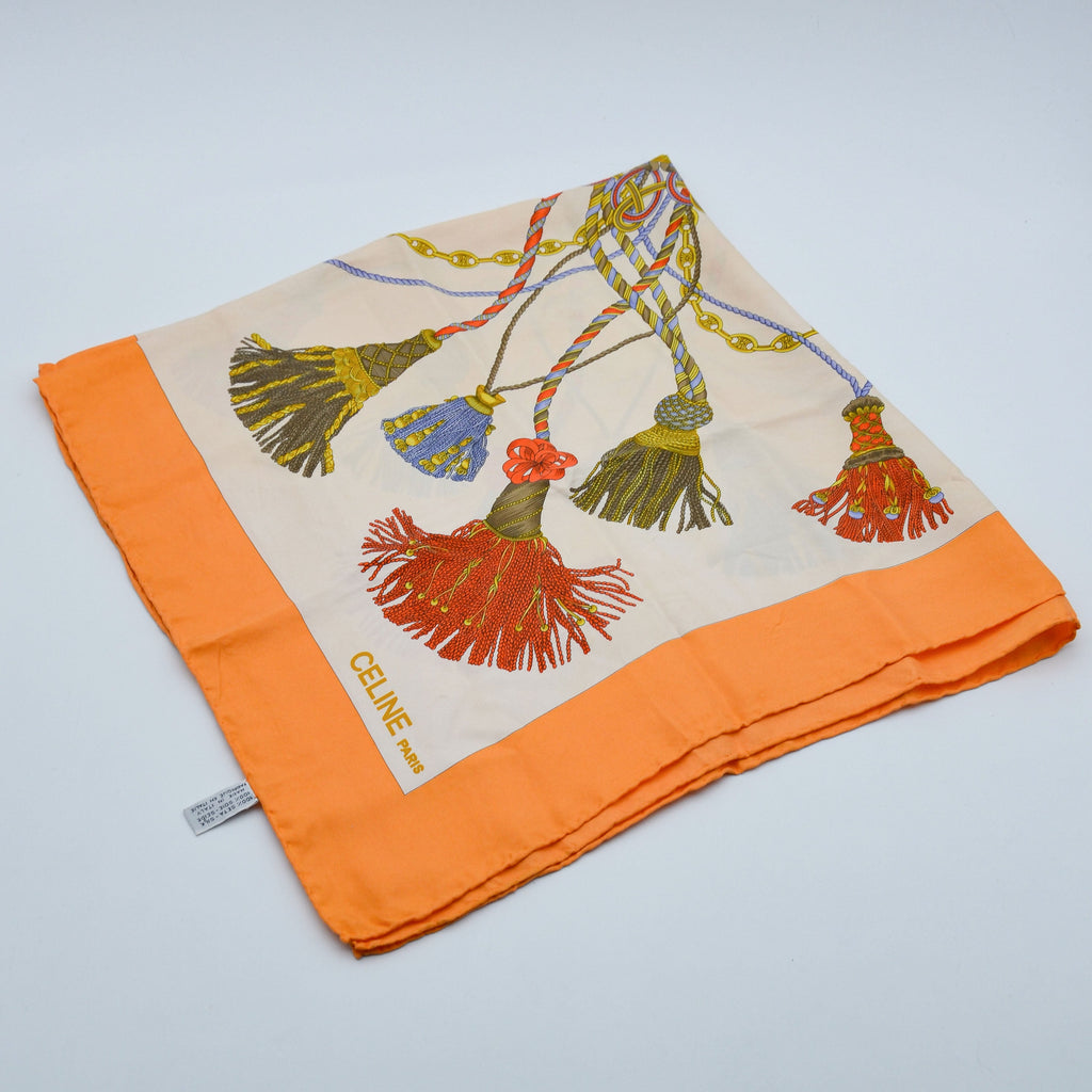 Céline Silk Scarf Pom-Pom Pattern