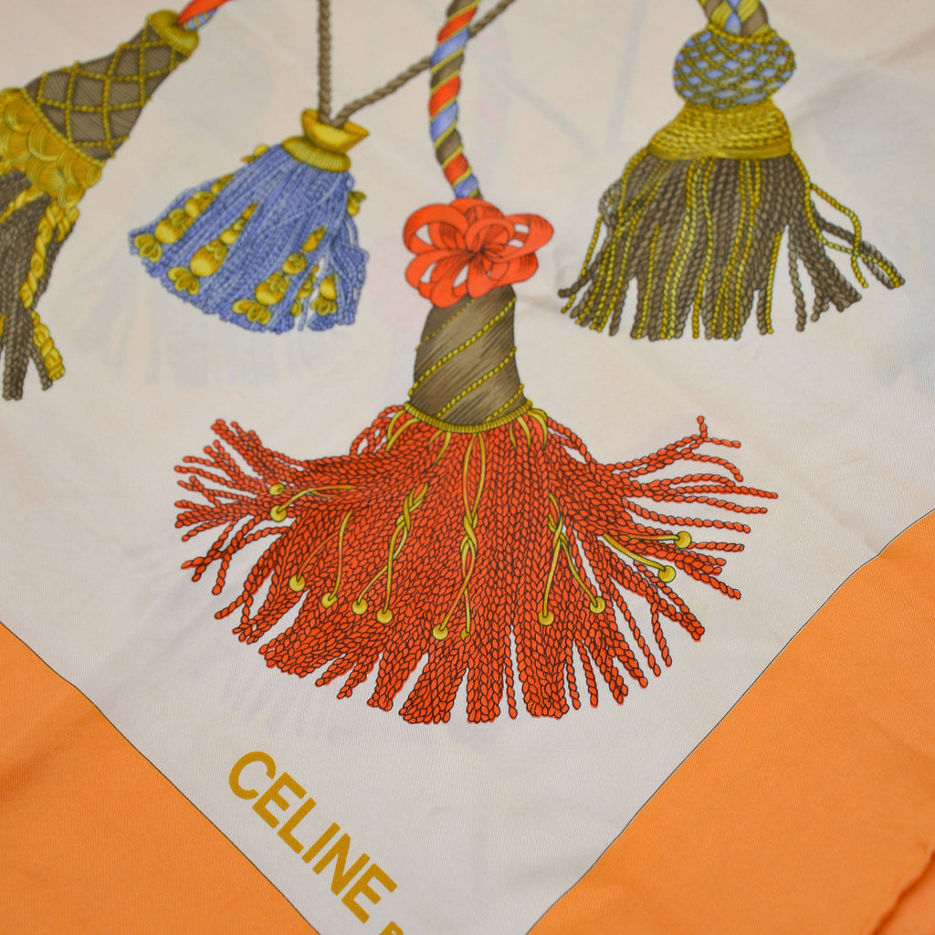 Céline Silk Scarf Pom-Pom Pattern