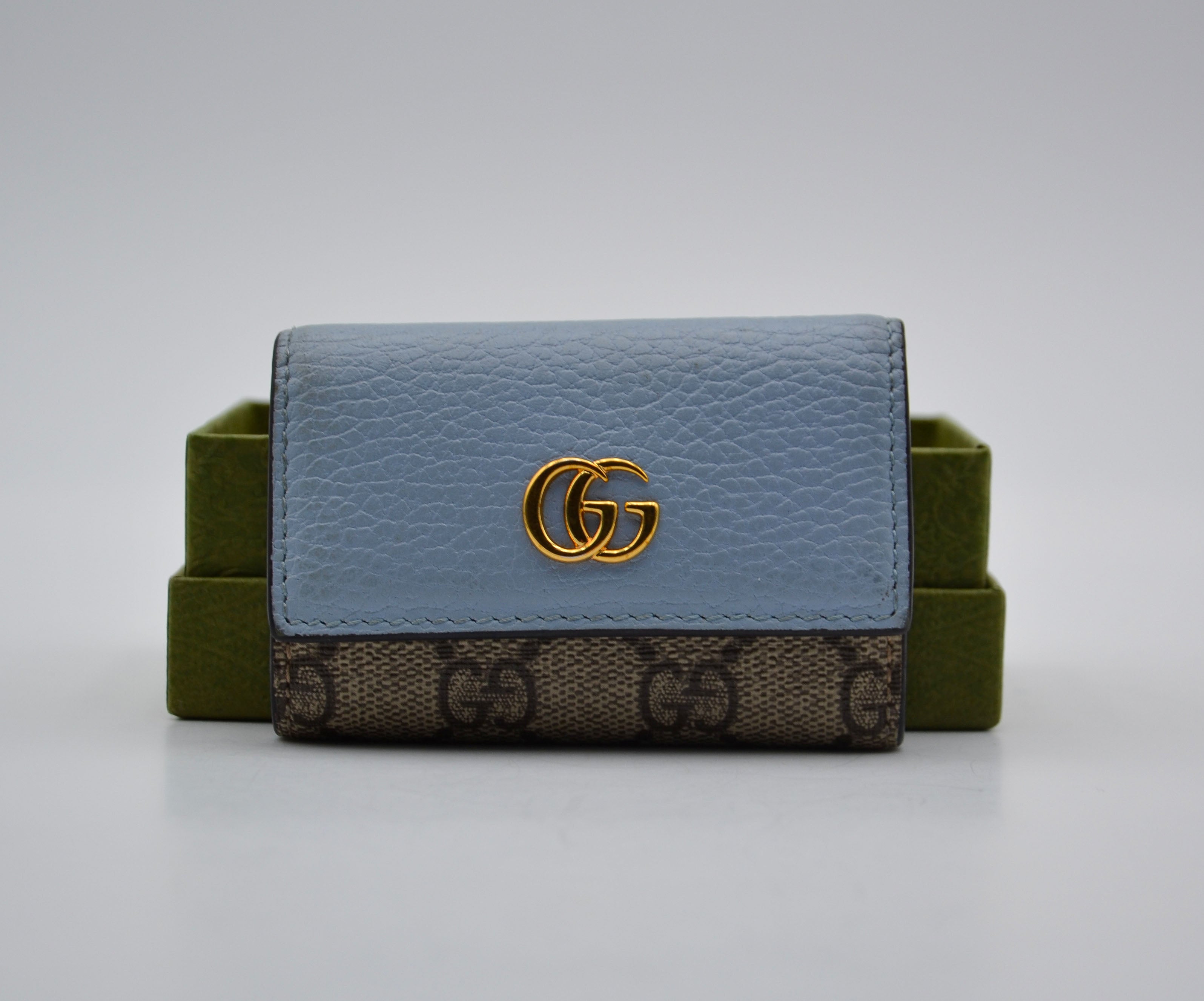 Llavero De Cuero Azul Pastel GG Marmont