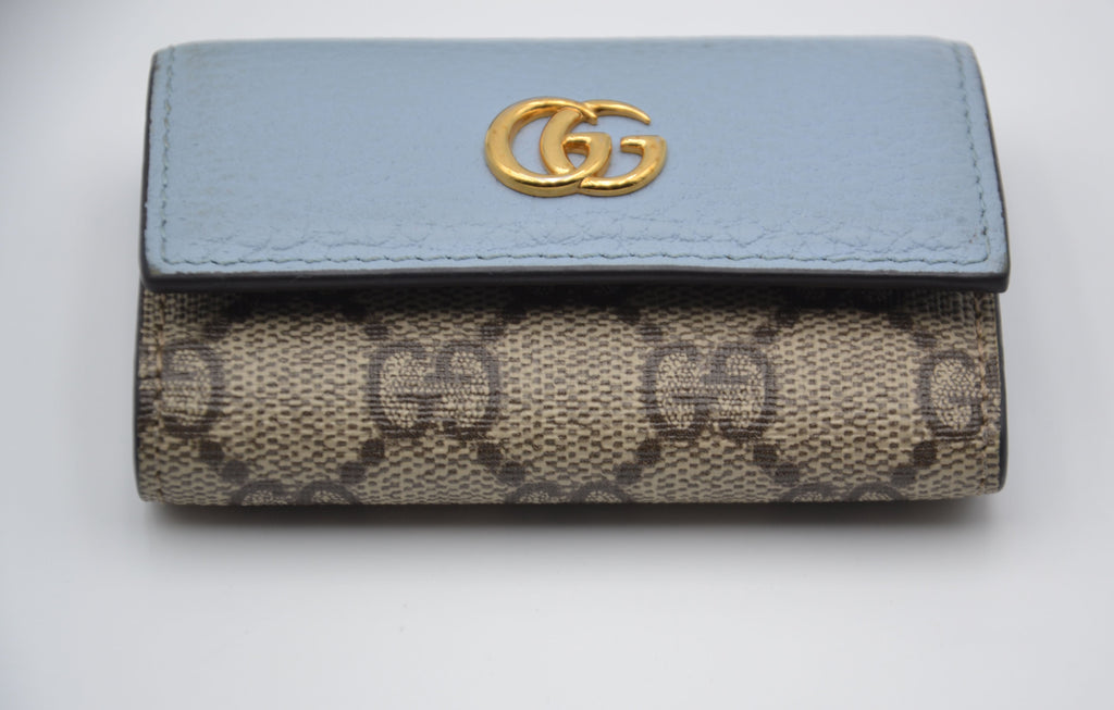 Llavero De Cuero Azul Pastel GG Marmont
