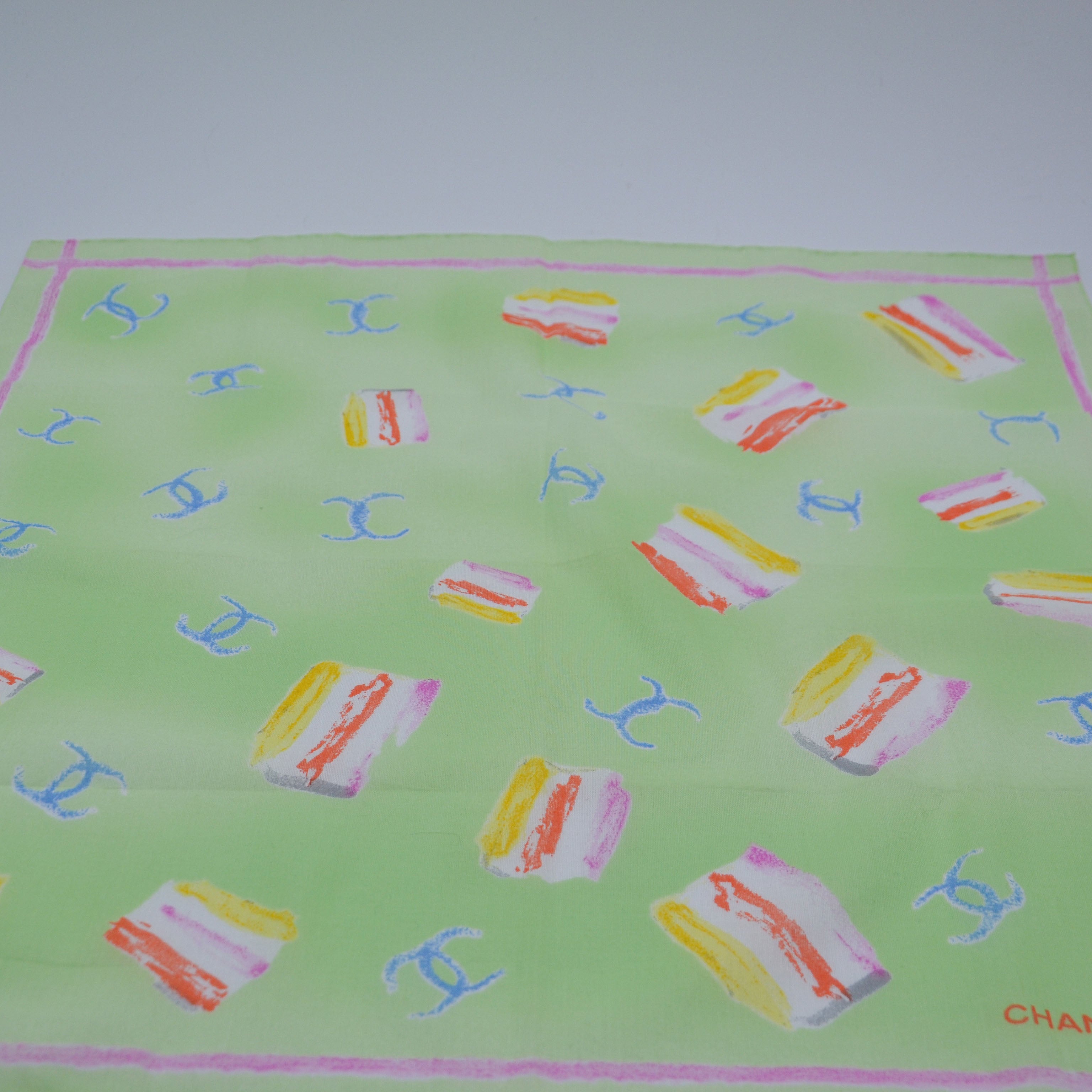 Foulard Chanel Coton Vert Pastel