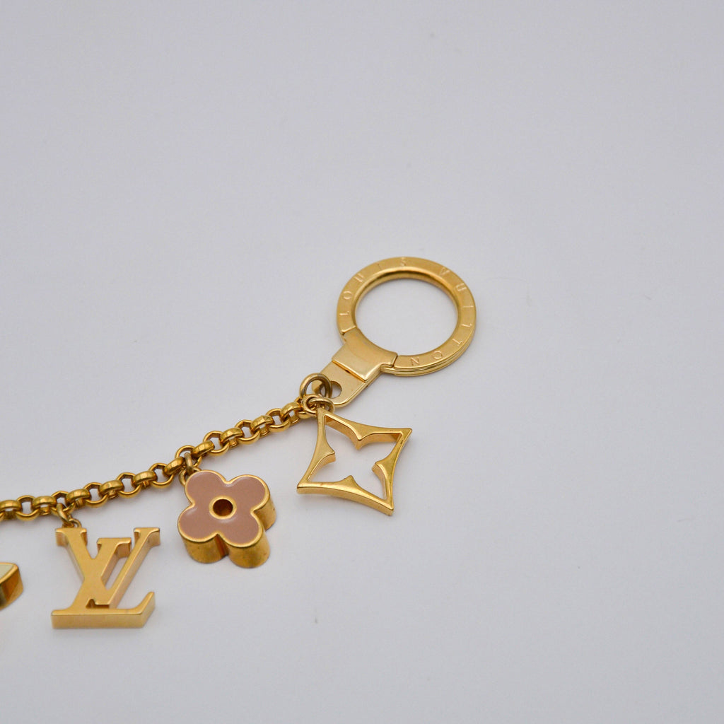 Louis Vuitton Chain Bag Charm Flowers & LV Initials