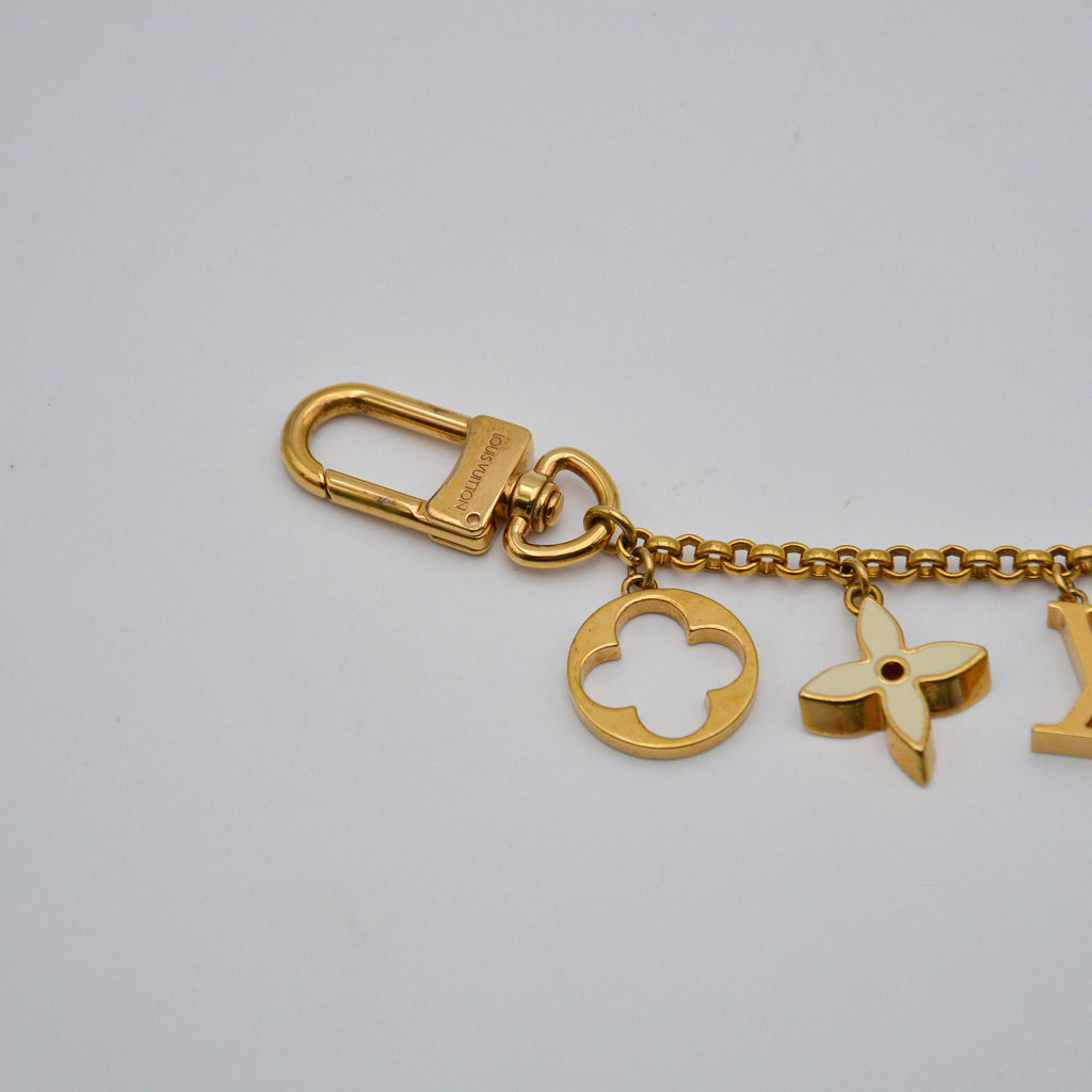 Louis Vuitton Chain Bag Charm Flowers & LV Initials