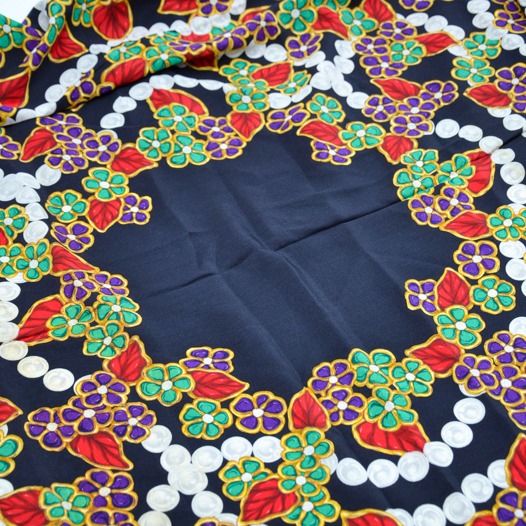 Chanel Large Floral & Pearl Print Shawl