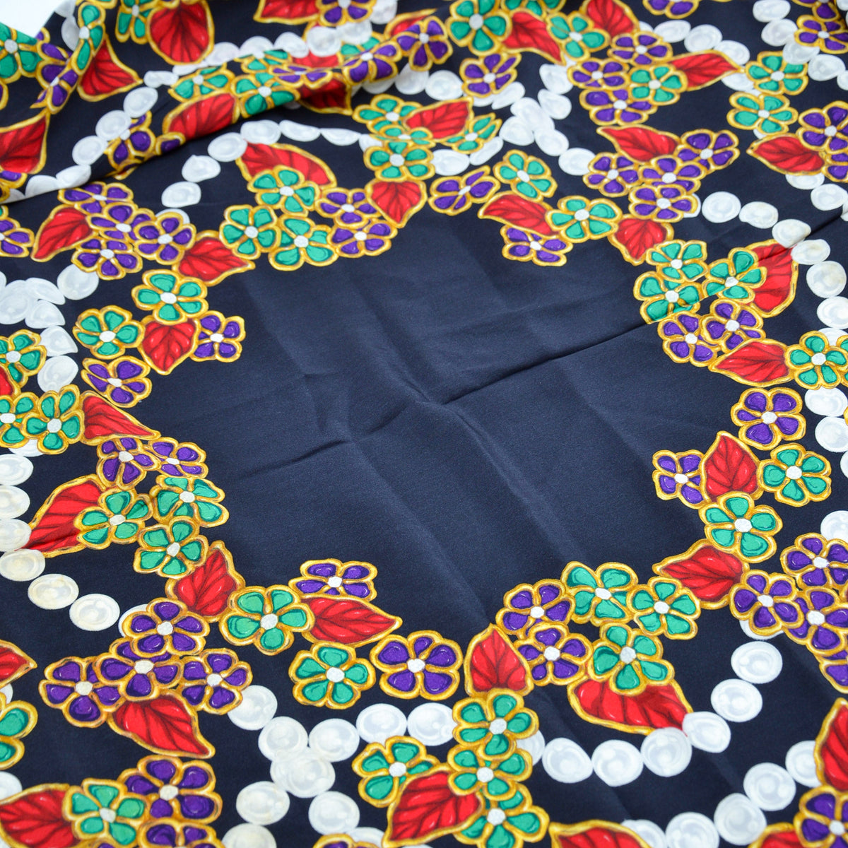 Chanel Large Floral & Pearl Print Shawl