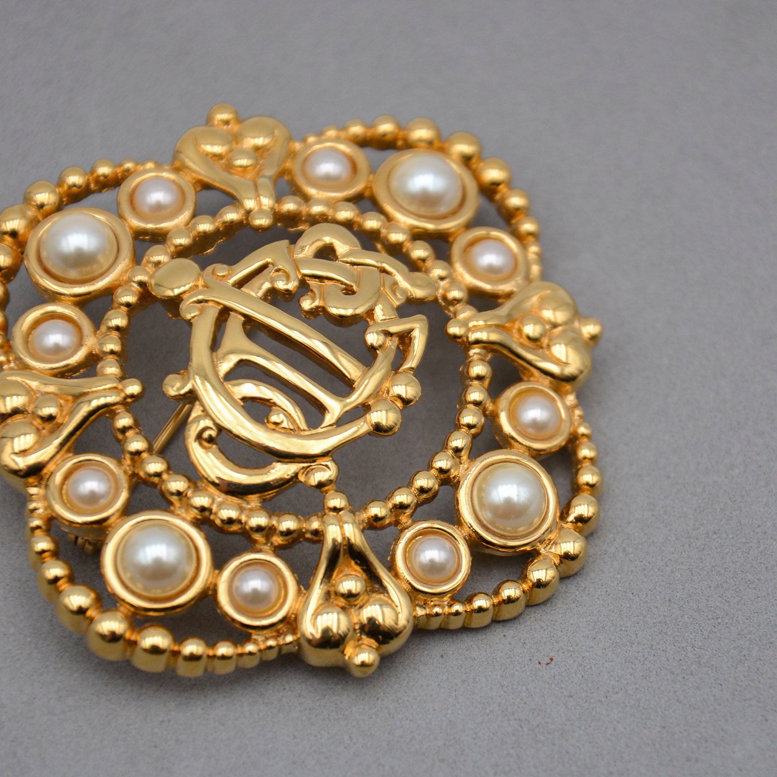 Christian Dior Broche Monogramme Cd Baroque Vintage