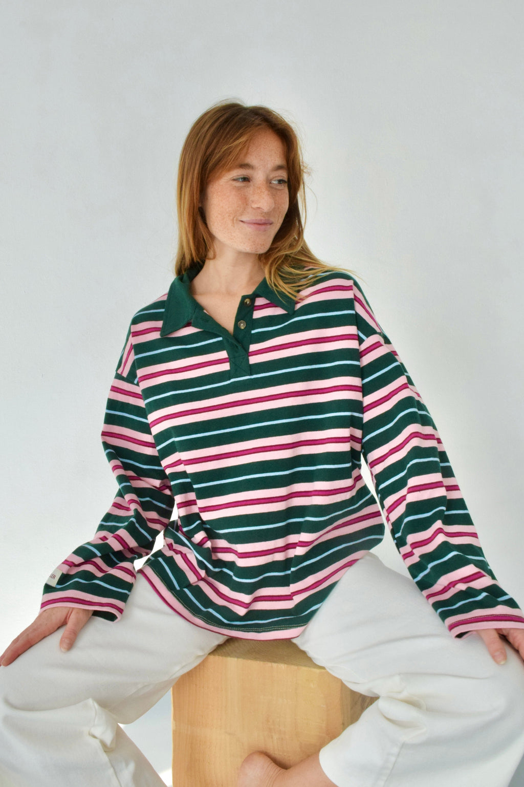 Polo Filipa verde y rosa