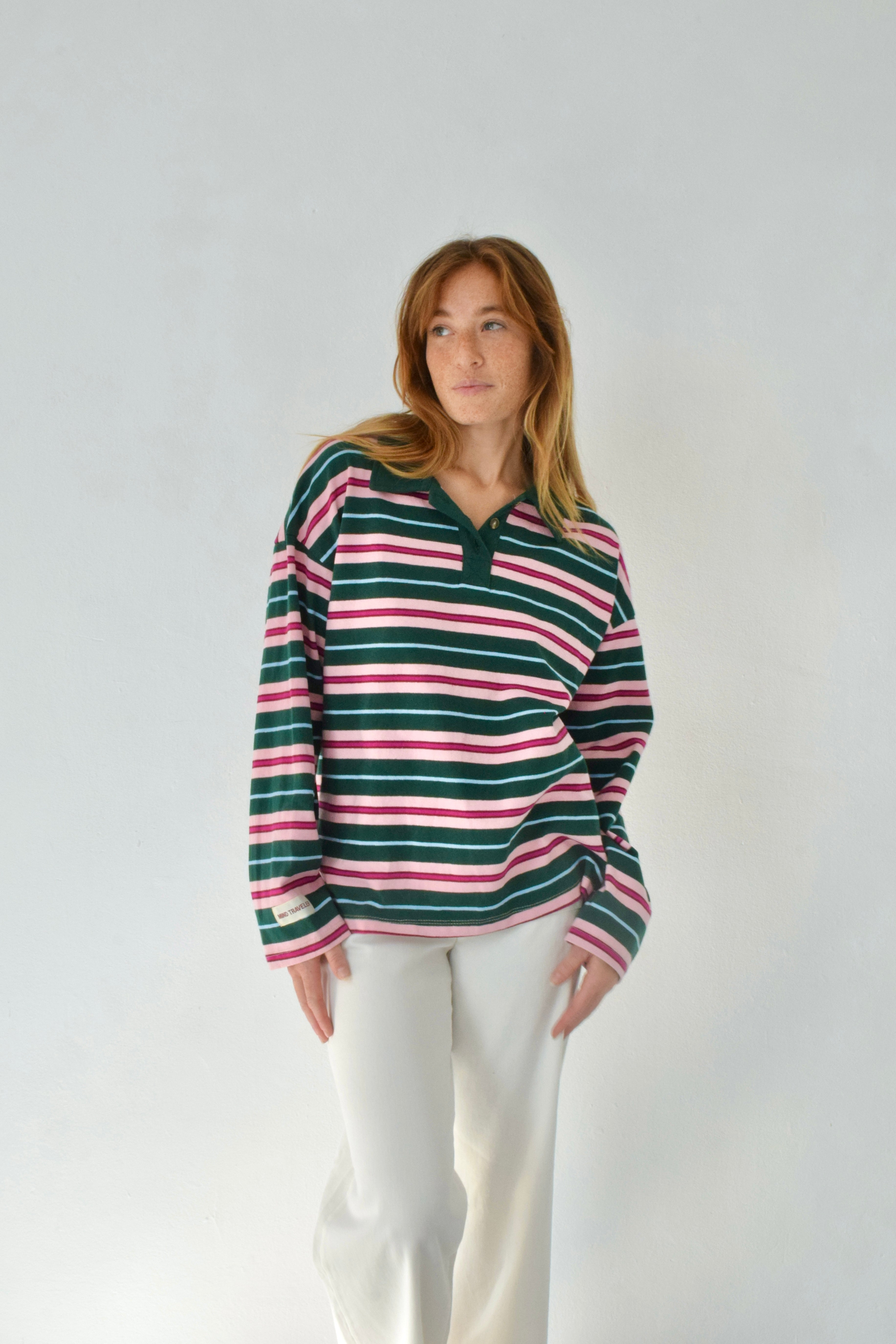 Polo Filipa verde y rosa