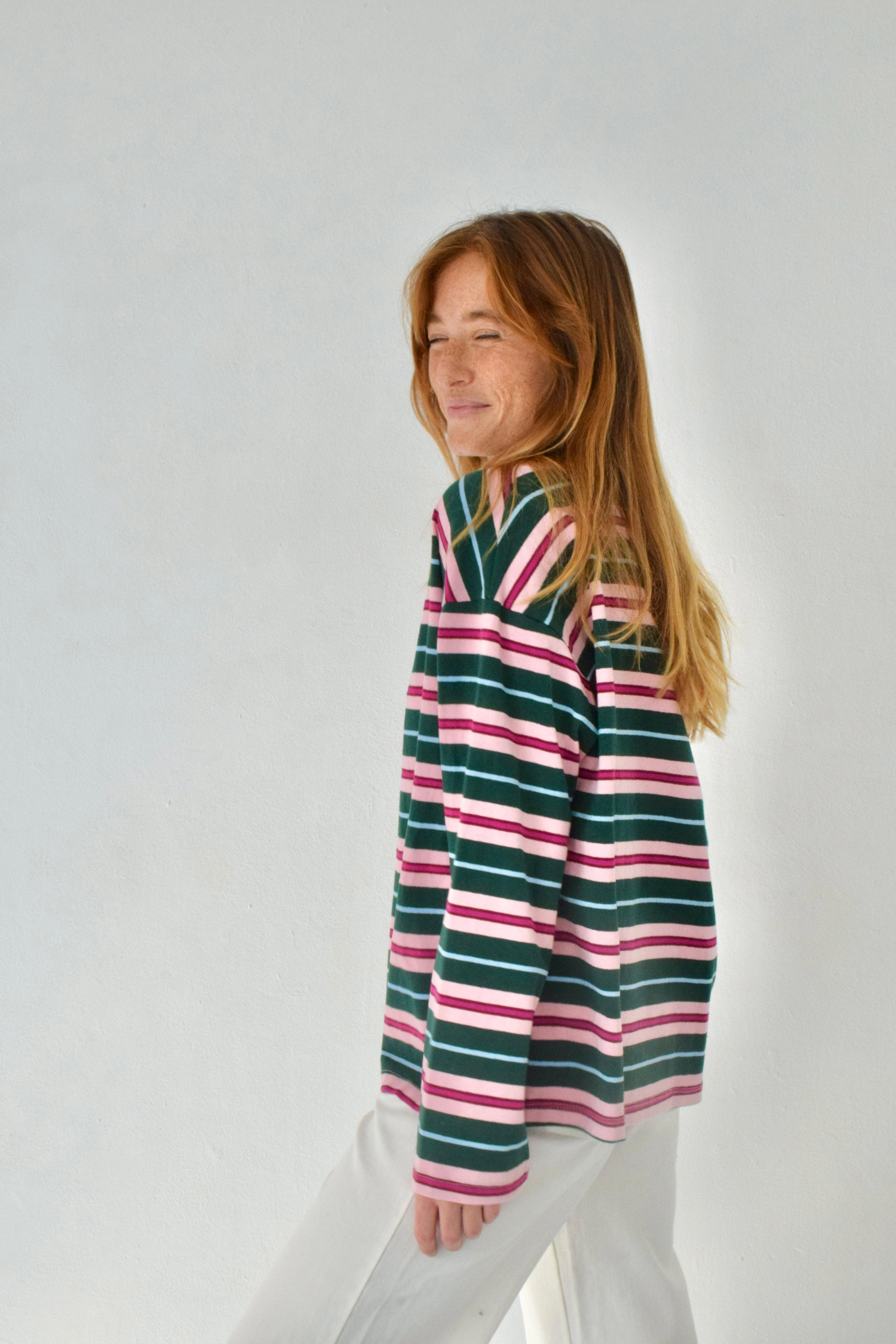 Polo Filipa verde y rosa