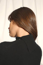 Buttoned Roll-Neck Jumper - Dundee - Black