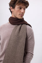 Extra Thick Reversible Two-Tone Scarf Duo - Hazelnut-Chocolate Brown - Unisex