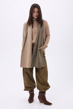 Bufanda muy gruesa de doble cara bicolor Duo - Beige crema - Caqui jaspeado - Unisex