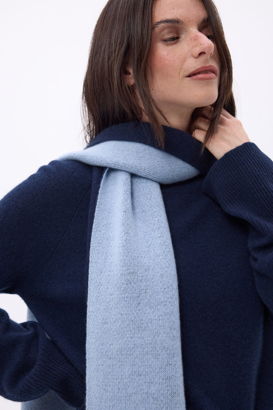 Echarpe Tres Épaiesse Double Face Bi Colore Duo - Bleu Marine-Bleu Ciel - Mixte