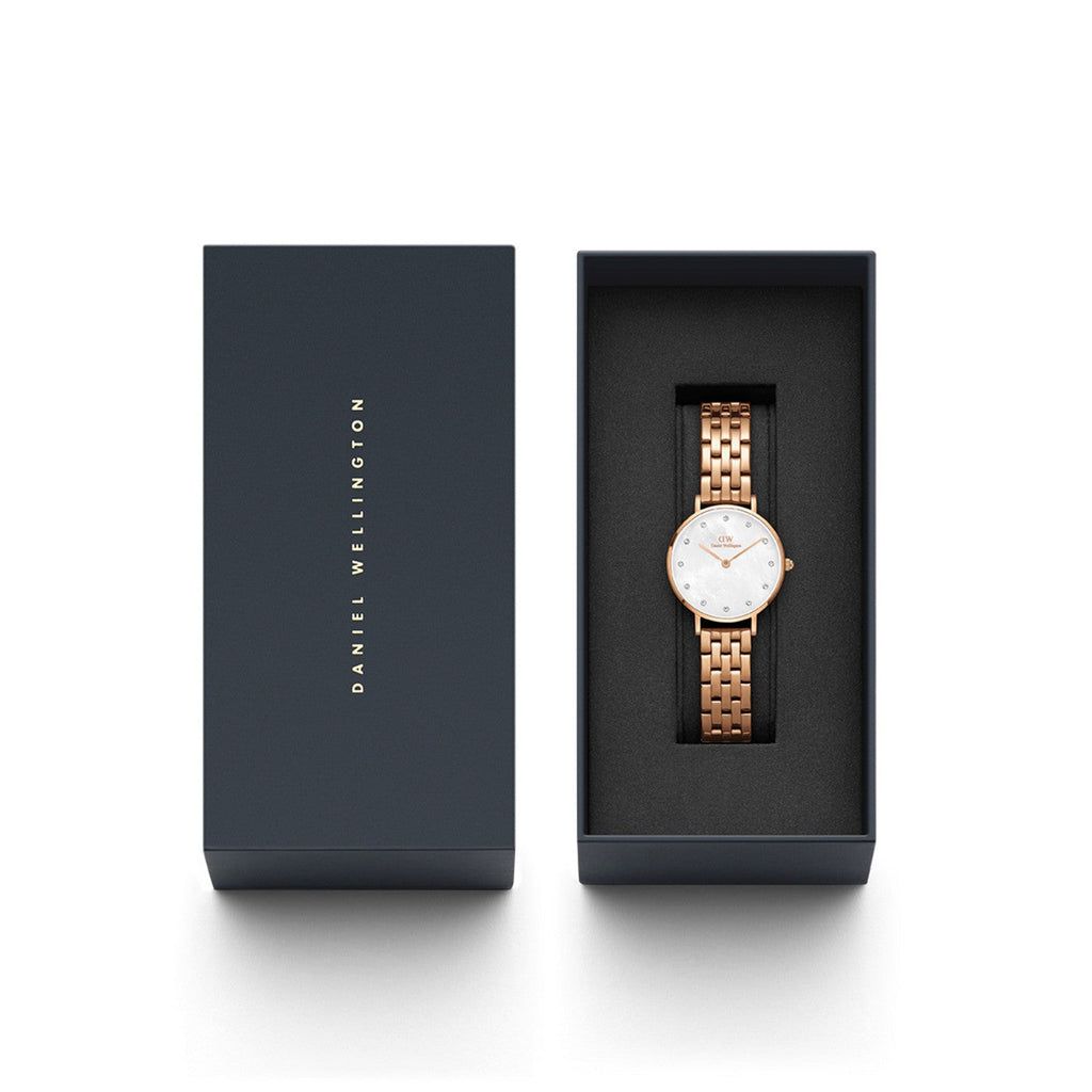 Montre Petite Lumine 5 Link Melrose White Mother Of Pearl Rose Gold