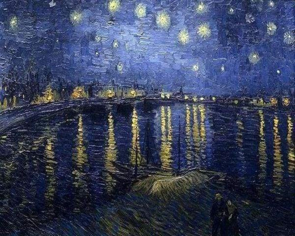 Broderie Point De Croix - Van Gogh Nuit Etoilée Sur Le Rhone