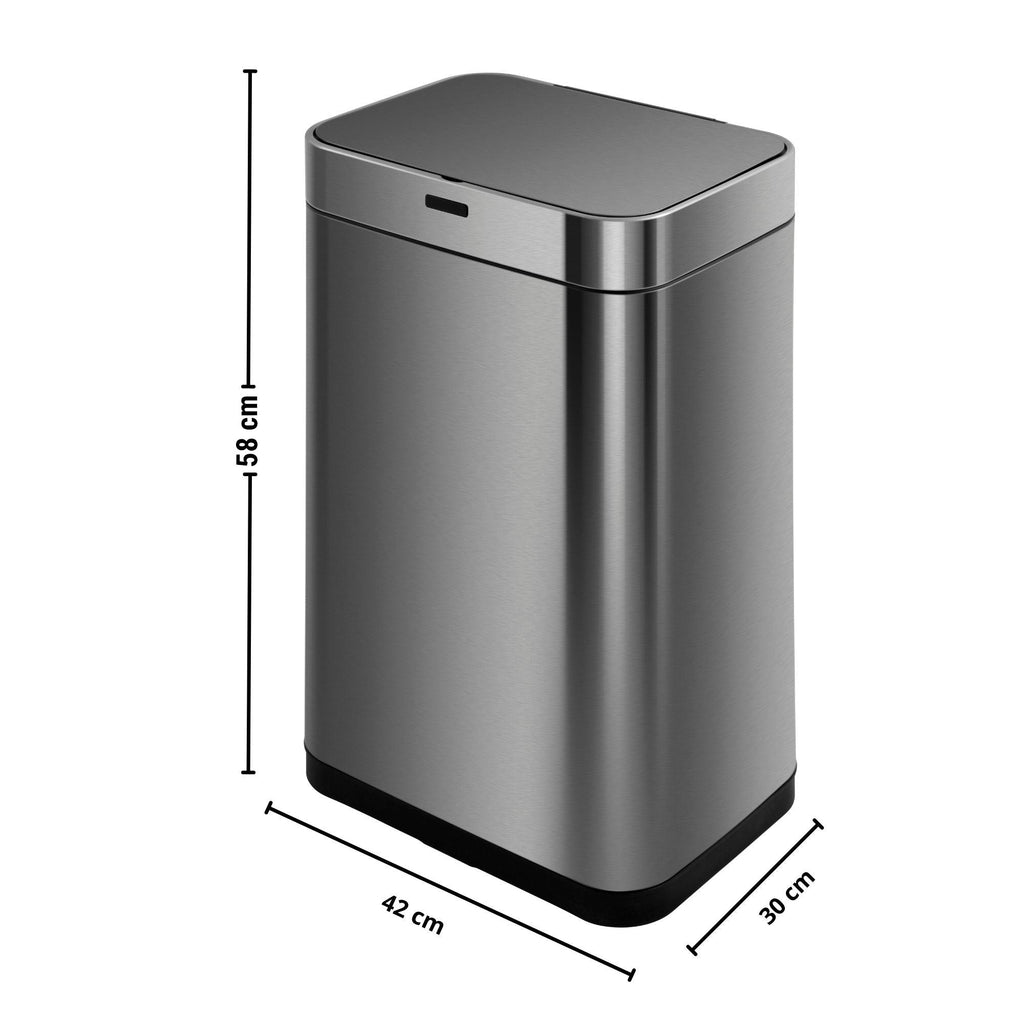 Upper - Cubo de basura automático de acero inoxidable 60L - Acero inoxidable - Plata