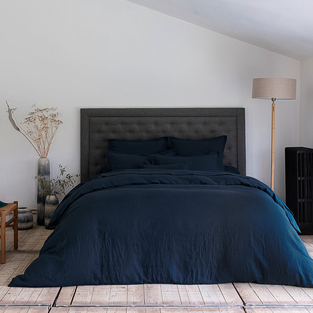 Washed Linen - Fitted Sheet - Midnight Blue