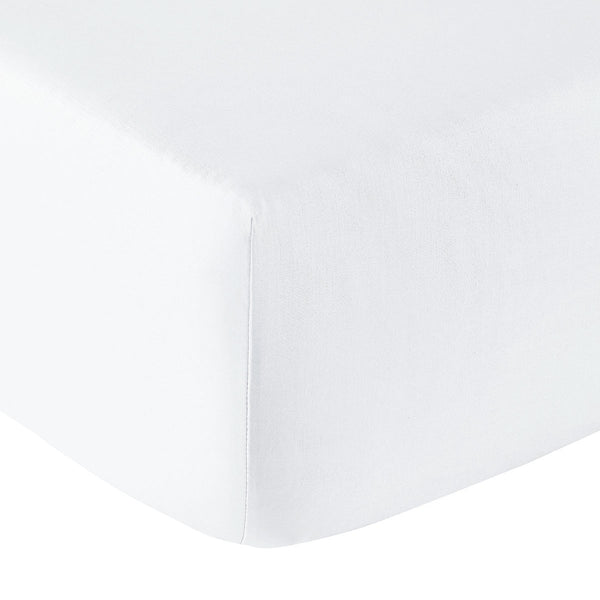 Satin Uni Jacquard - Drap Housse - Blanc