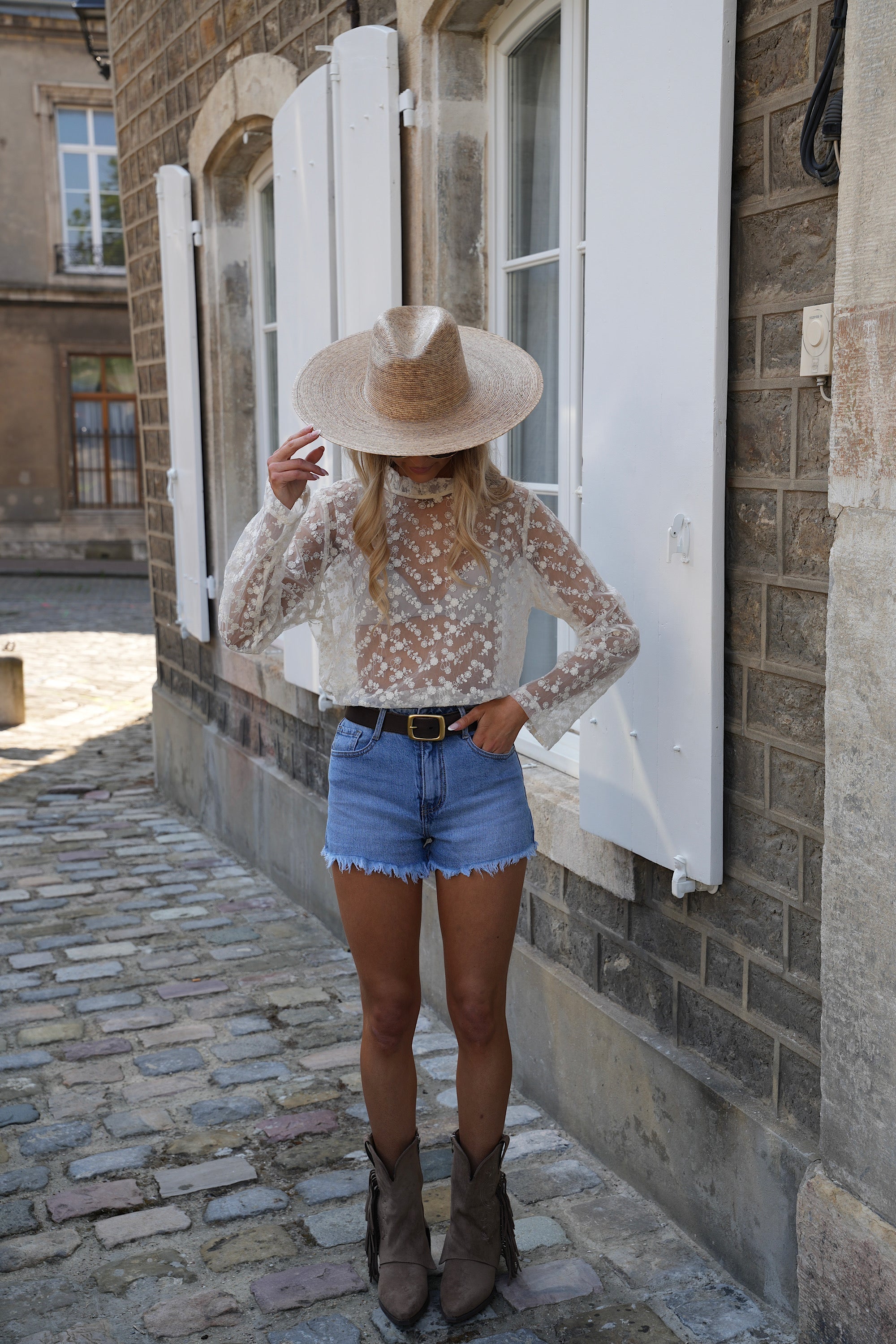 Blouse Brodée Tifany - Beige