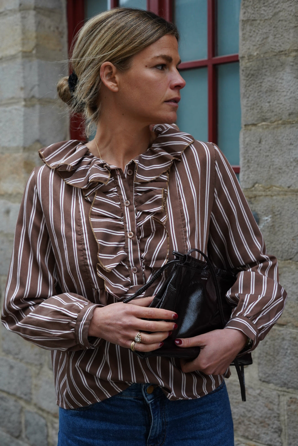 Olympe Mocha Stripe Blouse